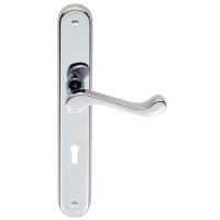 Carlisle Brass Savannah Door Handle on Long Lock Plate Polished Chrome