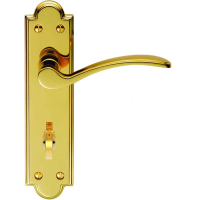 Carlisle Brass Seville Door Handle on Bathroom Plate Polished Brass