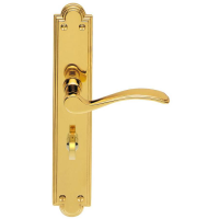 Carlisle Brass Seville Door Handle on Long Bathroom Plate Polished Brass