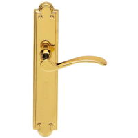 Carlisle Brass Seville Door Handle on Long Latch Plate Polished Brass