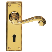 Carlisle Brass St James Door Handle on Lock Plate Polished Brass