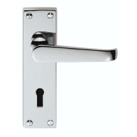 Carlisle Brass Victorian Door Handle on Lock Plate Polished Chrome