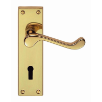 Carlisle Brass Victorian Scroll Door Handle on Lock Plate Polished Brass