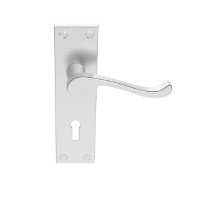 Carlisle Brass Victorian Scroll Door Handle on Lock Plate Satin Chrome