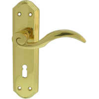 Carlisle Brass Wentworth Door Handle on Lock Plate Polished Brass