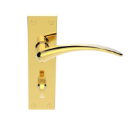 Carlisle Brass Wing Door Handle on Bathroom Plate Polished Brass 