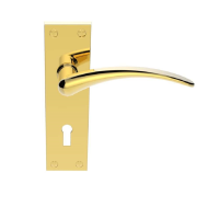 Carlisle Brass Wing Door Handle on Lock Plate Polished Brass 