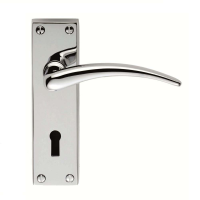 Carlisle Brass Wing Door Handle on Lock Plate Polished Chrome