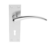 Carlisle Brass Wing Door Handle on Lock Plate Satin Chrome