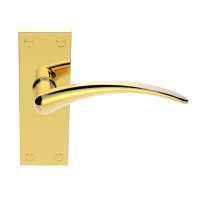 Carlisle Brass Wing Door Handle on Short Latch Plate Polished Brass 