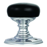 Delamain Black Porcelain Door Knob on Rose Polished Chrome