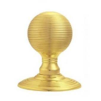 Delamain DK37C Reeded (Concealed Fix) Door Knob on Rose Polished Brass