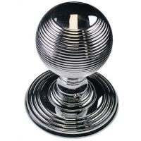 Delamain DK37C Reeded (Concealed Fix) Door Knob on Rose Polished Chrome