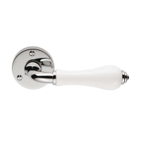 Delamain Plain White Porcelain Door Handle On Rose Polished Chrome