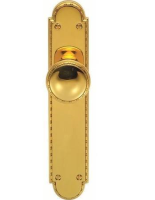 Delamain Sausage & Pea Door Knob on Long Latch Plate Polished Brass