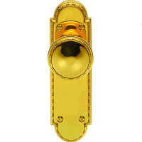 Delamain Sausage & Pea Door Knob on Shaped Latch Plate Polished Brass