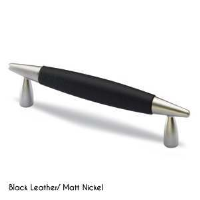 DISCON Hettich 'Pro Decor' Brusa Black Leather Cupboard Handle Matt Nickel