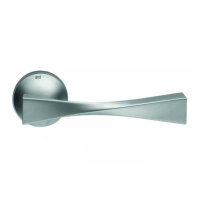 DND Hardware Twist Door Handle on Round Rose Satin Chrome