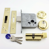 Easi-T 63mm (2.5") Euro Profile BS8621 Cylinder & Turn Deadlock PVD Brass