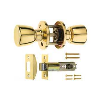 ERA Passage Latch Door Knob Set Polished Brass