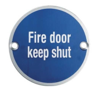 Eurospec 76mm Diameter 'Fire Door Keep Shut' Symbol BSS