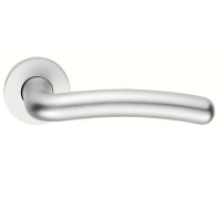 Eurospec Curved Door Handle on Rose Satin Aluminium