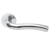 Eurospec SteelWorx SW14 Stainless Steel Curved Door Handle on Rose BSS