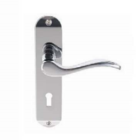 Excel Hardware Foston Door Handle on Lock Plate Polished Chrome