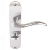 Excel Hardware Stretton Door Handle on Bathroom Plate Satin Chrome