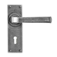 Finesse Fittings Allendale Door Handle on Lock Plate Natural Pewter