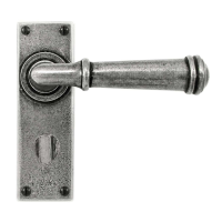 Finesse Fittings Durham Door Handle on Bathroom Plate Natural Pewter