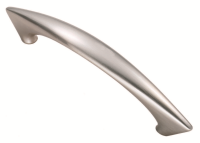 Fingertip Design 167mm Angled Bow Cupboard Handle Satin Nickel