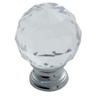 Fingertip Design 25mm Lead Clear Crystal Faceted Cupboard Knob Polished Chrome