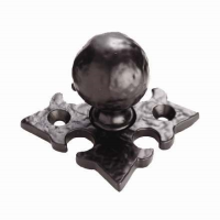 Fingertip Design 27mm Hammered Pattern Ball Knob on Cross Plate Black Antique