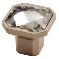 Fingertip Design 32mm Square Crystal Cupboard Knob Matt Satin Nickel