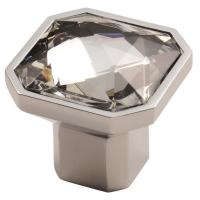 Fingertip Design 32mm Square Crystal Cupboard Knob Polished Chrome