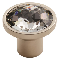 Fingertip Design 34mm Round Crystal Cupboard Knob Matt Satin Nickel