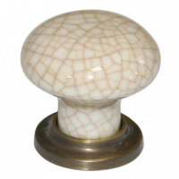 Fingertip Design 35mm Ivory Crackle Glaze Porcelain Cupboard Knob Florentine Bronze