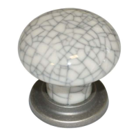 Fingertip Design 35mm Midnight Crackle Glaze Porcelain Cupboard Knob Antique Steel