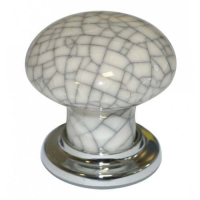 Fingertip Design 35mm Midnight Crackle Glaze Porcelain Cupboard Knob Polished Chrome