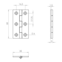 Fingertip Design 50mm x 28mm Solid Brass Cabinet Butt Hinges Drawn Brass