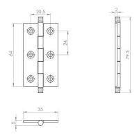 Fingertip Design 64mm x 35mm Finial Cabinet Hinges Satin Chrome