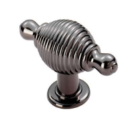 Fingertip Design Reeded Cupboard Knob with Finial Ears Black Nickel