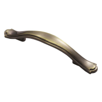 Fingertip Design Stepped Edge Bow Cupboard Handle Antique Burnished Brass