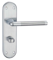 Fortessa Foko Door Handle on Bathroom Plate Satin/Polished Chrome