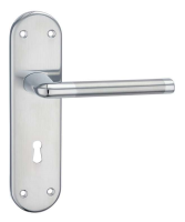 Fortessa Foko Door Handle on Lock Plate Satin/Polished Chrome