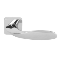 Frascio Leaf Door Handle on Radius Square Rose Polished Chrome