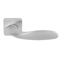 Frascio Leaf Door Handle on Radius Square Rose Satin Chrome