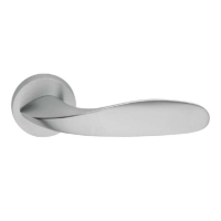 Frascio Leaf Door Handle on Rose Satin Chrome