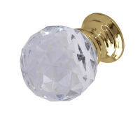 Frelan Hardware 25mm Faceted Glass Cupboard Knob Polished Brass